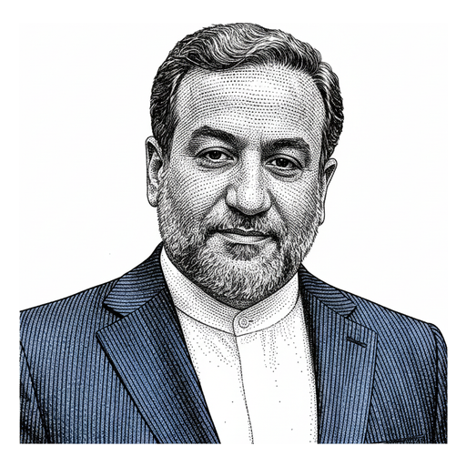 Woodcut portrait of Abbas Araghchi