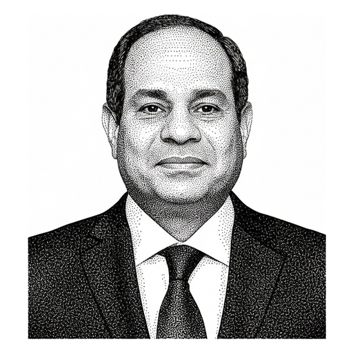 Woodcut portrait of Abdel Fattah el-Sisi