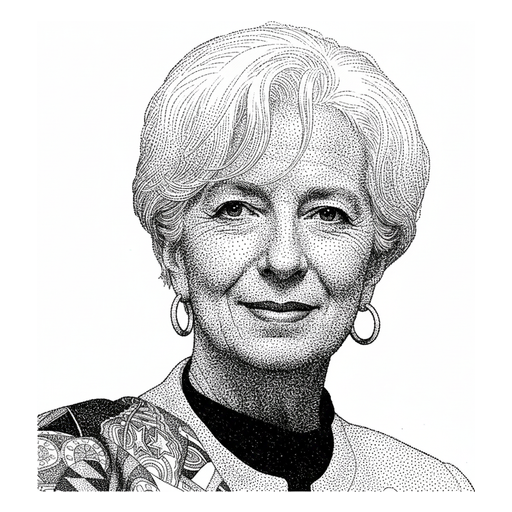 Woodcut portrait of Christine Lagarde