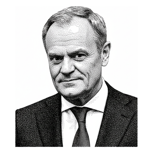 Woodcut portrait of Donald Tusk