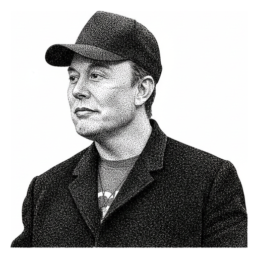Woodcut portrait of Elon Musk