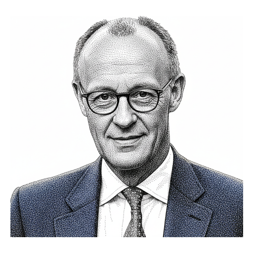 Woodcut portrait of Friedrich Merz