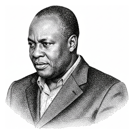 Woodcut portrait of John Dramani Mahama