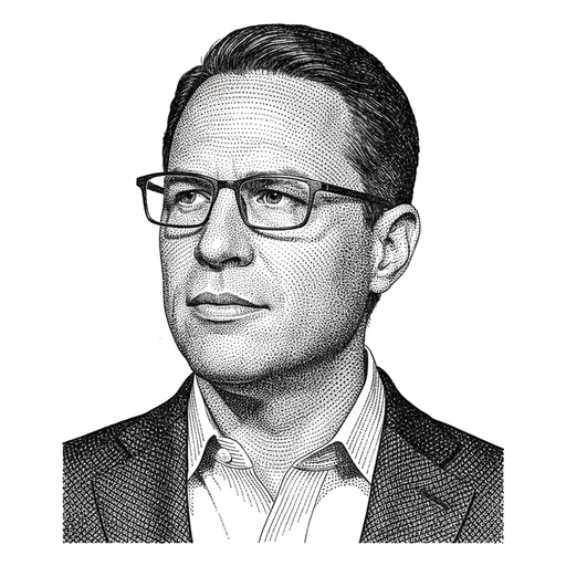 Woodcut portrait of Josh Shapiro