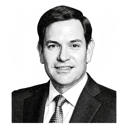 Woodcut portrait of Marco Rubio