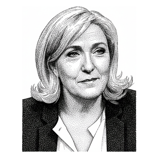 Woodcut portrait of Marine Le Pen