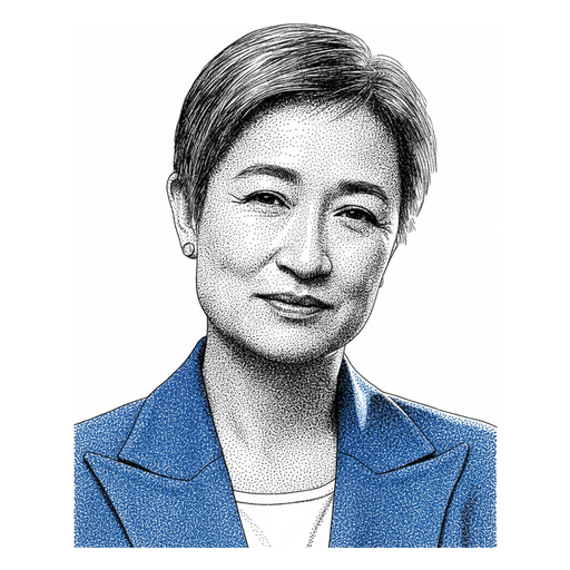 Woodcut portrait of Penny Wong