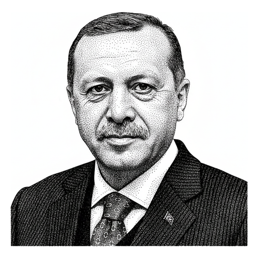 Woodcut portrait of Recep Tayyip Erdogan