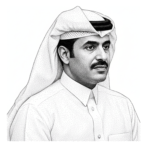 Woodcut portrait of Saad Sherida al-Kaabi