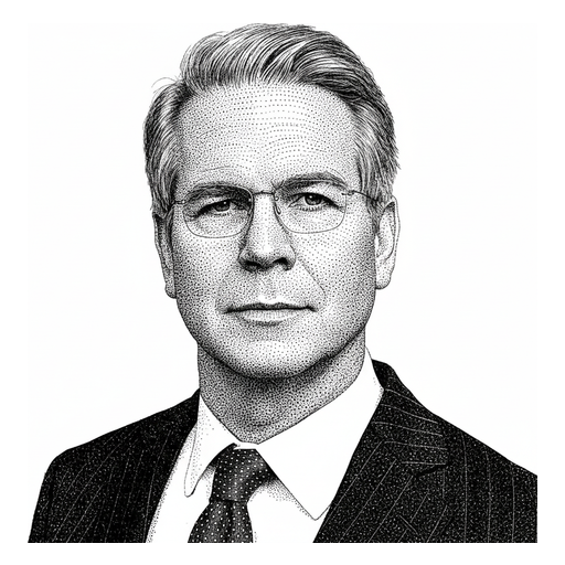 Woodcut portrait of Scott Bessent