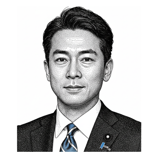 Woodcut portrait of Shinjiro Koizumi