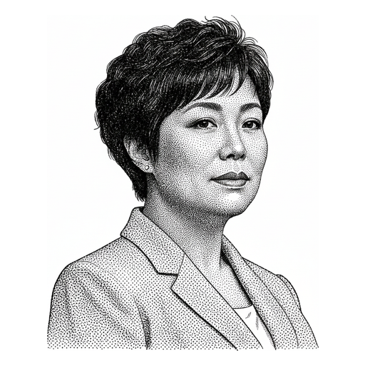 Woodcut portrait of Stella Li