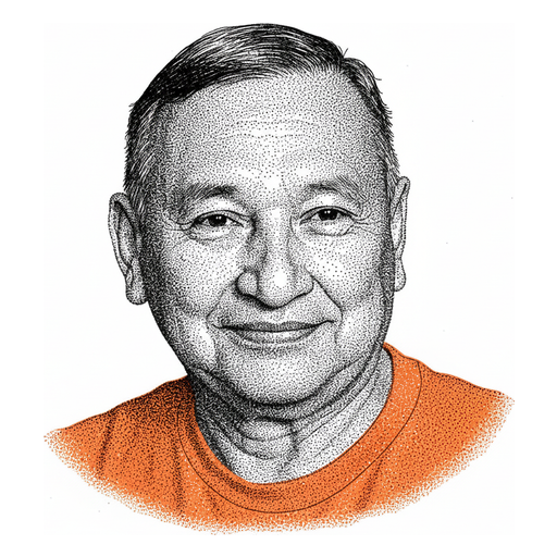 Woodcut portrait of Stewart Phillip
