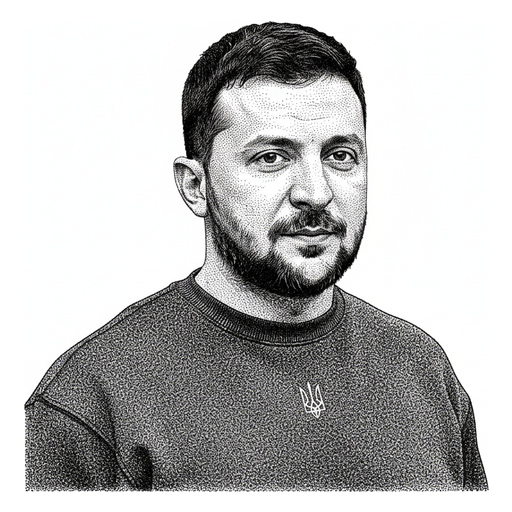 Woodcut portrait of Volodymyr Zelensky