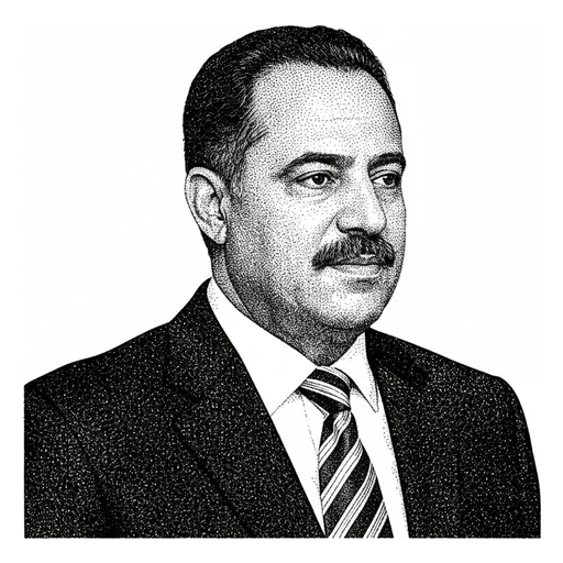Woodcut portrait of Yahya al-Raei